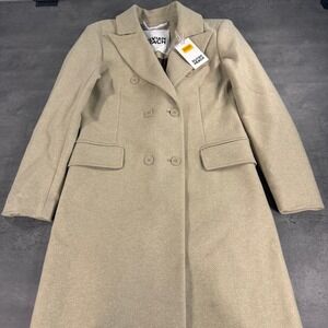 Silvian Heach Long Coat 42 M/L Structured Chalk Beige Double Breasted $185